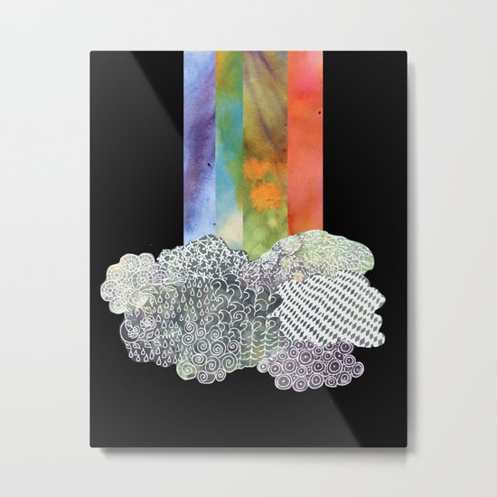 Clouds & Rainbow Metal Print