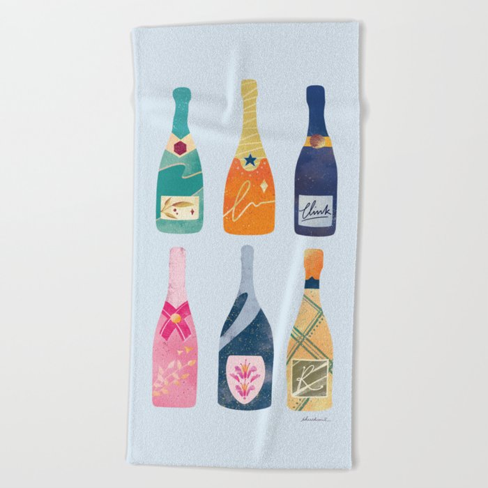 Champagne Bottles - Blue Ver. Beach Towel