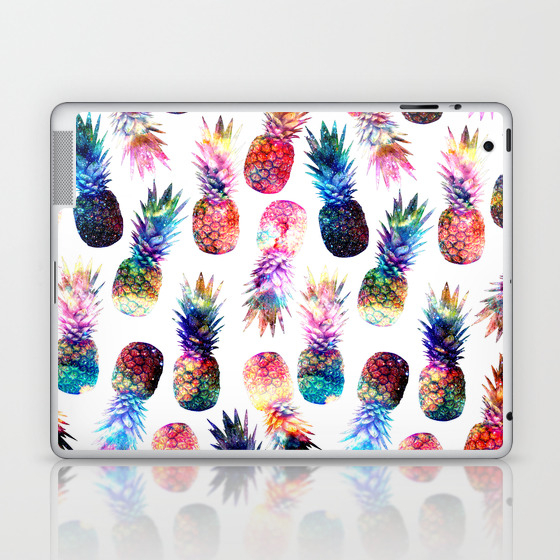 Society6 Watercolor and Nebula Pineapples Illustration Pattern by Inovarts on Rectangular Pillow