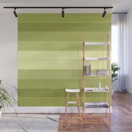 Retro Pod Stripes Horizontal Pattern in Avocado Green Tones Wall Mural