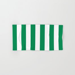 Green and White Vertical Stripe Pattern 2022 Trending Color Pantone Green Bee 17-6154 Hand & Bath Towel