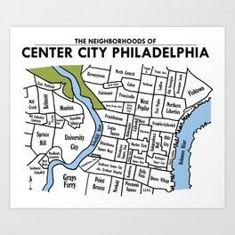 Neighborhoods of Center City Philadelphia Art Print