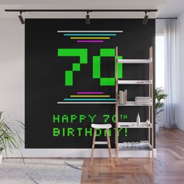 [ Thumbnail: 70th Birthday - Nerdy Geeky Pixelated 8-Bit Computing Graphics Inspired Look Wall Mural ]