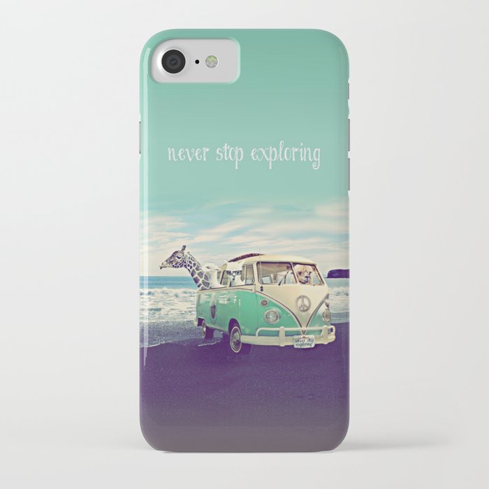never stop exploring the beach iphone case