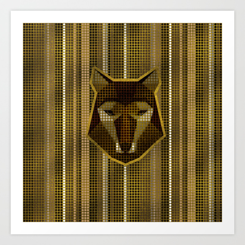 Aboriginal Gold Dot Art Wolf Art Print By Creativemotions Society6 Aboriginal Gold Dot Art Wolf Art Print By Creativemotions Society6