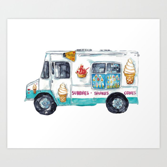 Icecream truck print Art Print