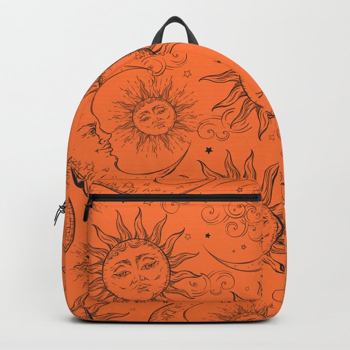 Orange Magic Celestial Sun Moon Stars Backpack