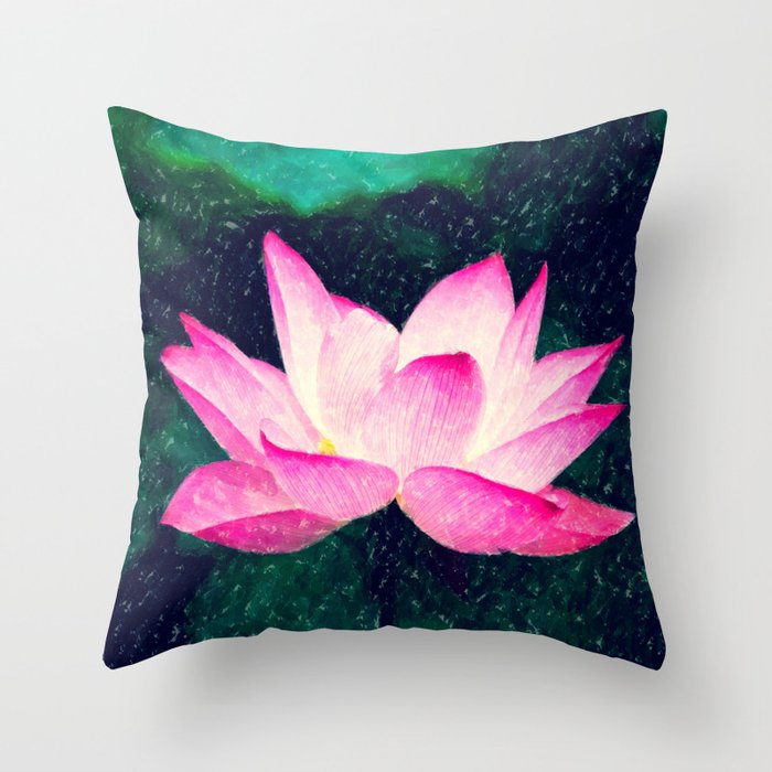 Pink Lotus Flower Throw Pillow 