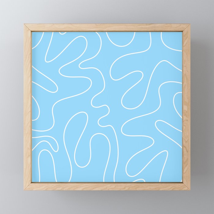 Light Blue Squiggle Abstract Pattern Framed Mini Art Print