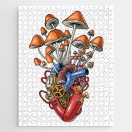 Psychedelic Mushrooms Anatomical Heart Jigsaw Puzzle
