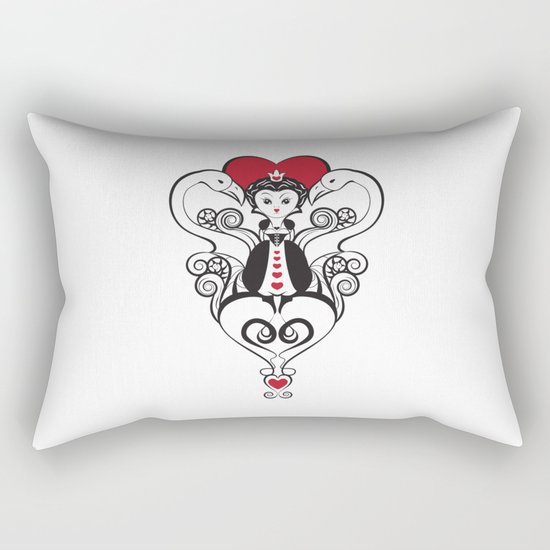 Queen of Hearts | black, white and red Rectangular Pillow