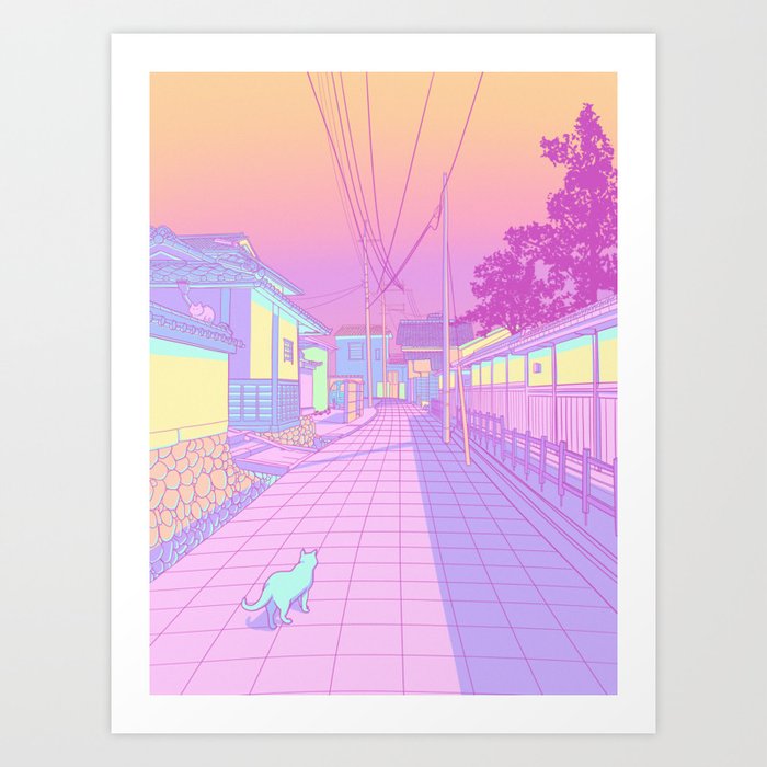 Kyoto Cats Art Print