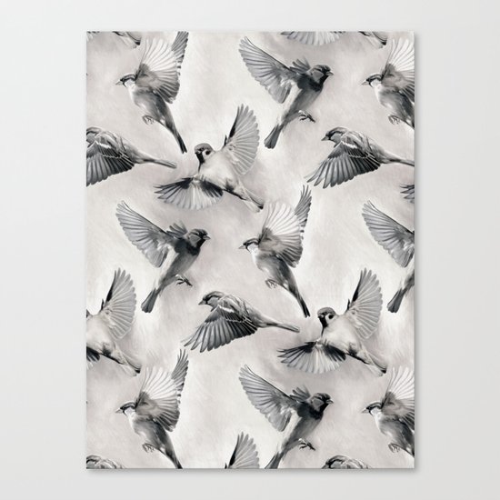 Sparrow Flight - monochrome Canvas Print