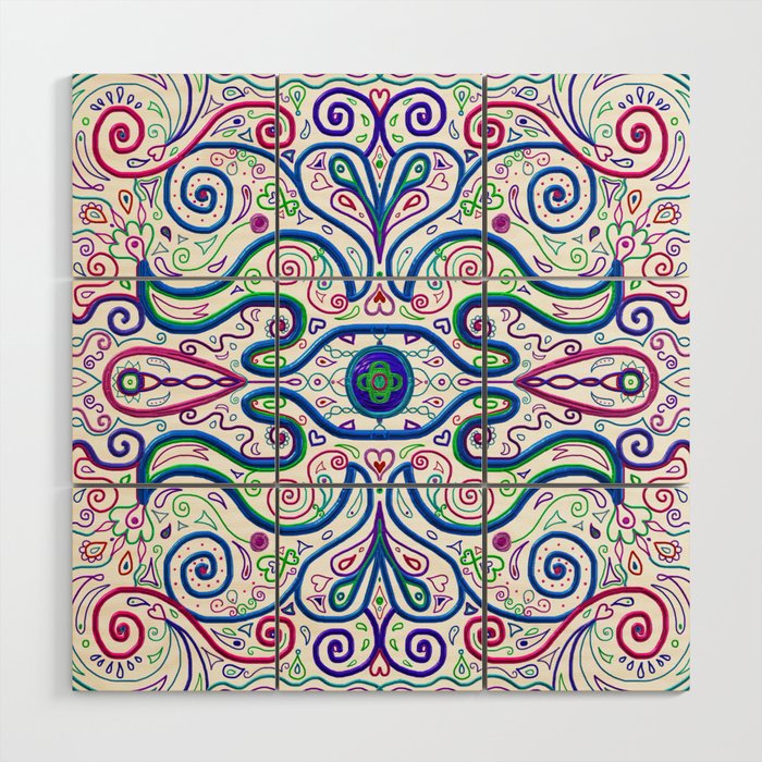 Psychedelic Eye Linear Symmetry Pattern Wood Wall Art