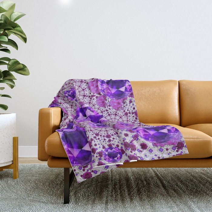 Amethyst Purple Gems February Birthstones Throw Blanket