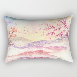 Loose Landscape and Branches Watercolor Rectangular Pillow