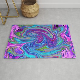 Blue, Pink and Purple Groovy Abstract Retro Art Rug