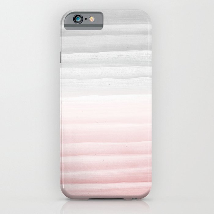 Touching Blush Gray Watercolor Abstract Stripe #1 #painting #decor #art #society6 iPhone Case