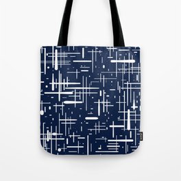 Mid-Century Modern Kinetikos Pattern in Nautical Navy Blue and White Tote Bag