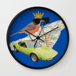 Robin Road Trip - Vintage Collage Wall Clock