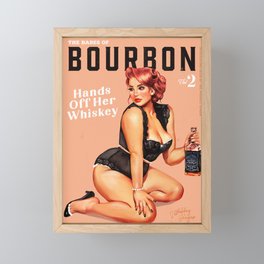 "The Babes Of Bourbon: Hands Off Her Whiskey" Vintage Curvy Pinup Girl Framed Mini Art Print