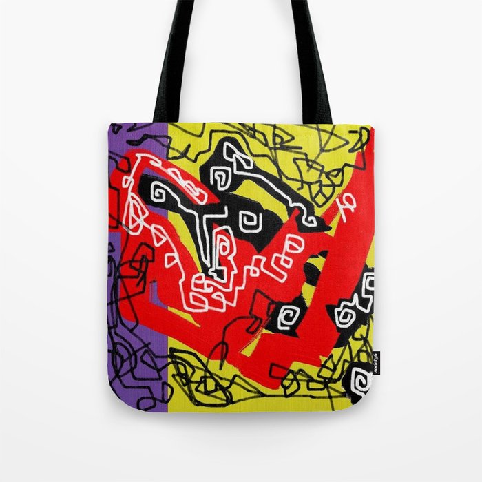 Abstract violet red yellow black Tote Bag