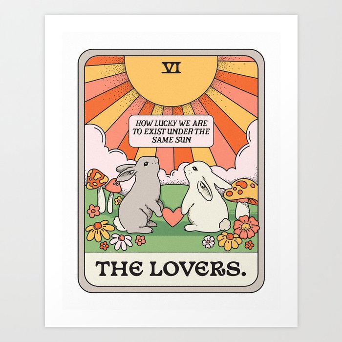 The Lovers Bunny Tarot Card Art Print