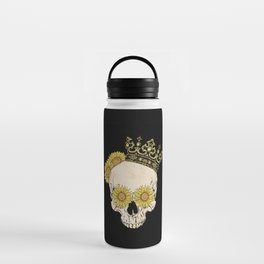 Skull with crown and sunflowers Water Bottle