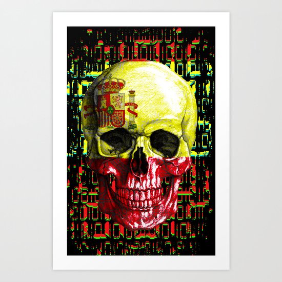 digital Skull (flag of spain) Art Print