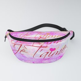 JE T'AIME French Typography Font I Love You Romantic Fine Art Pastel Pink Colorful Abstract Painting Fanny Pack