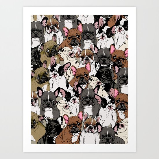 Social Frenchies Art Print