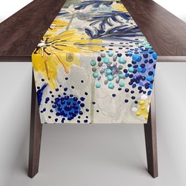 Blue and Yellow Floral  Table Runner