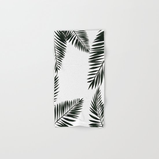 Black Watercolor Tropical Leaves Hand & Bath Towel