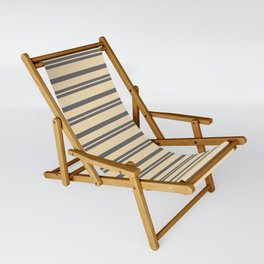 [ Thumbnail: Dim Grey and Tan Colored Stripes Pattern Sling Chair ]
