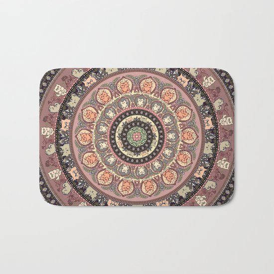 Cat Yoga Medallion Bath Mat