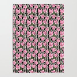 Gentle roses on a lace background. Poster