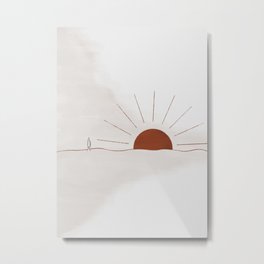 Giant Sun and Tiny Tree Metal Print | Orangesun, Greentree, Acrylic, Modernsunpainting, Abstractlandscape, Ink, Modernabstractsun, Bohosun, Sunandtree, Sunpainting 