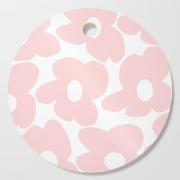 Large Baby Pink Retro Flowers on White Background #decor #society6 #buyart Cutting Board
