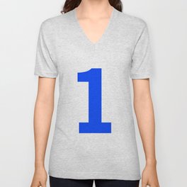 Number 1 (Blue & White) V Neck T Shirt