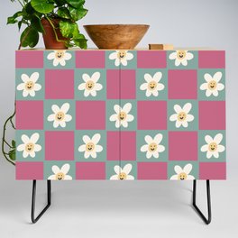 Happy Spring of Flowers - Magenta and Teal Pop Credenza