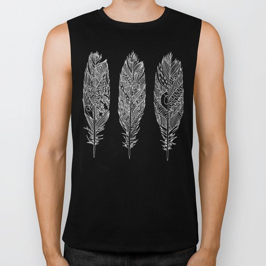 Patterned Plumes - White Biker Tank