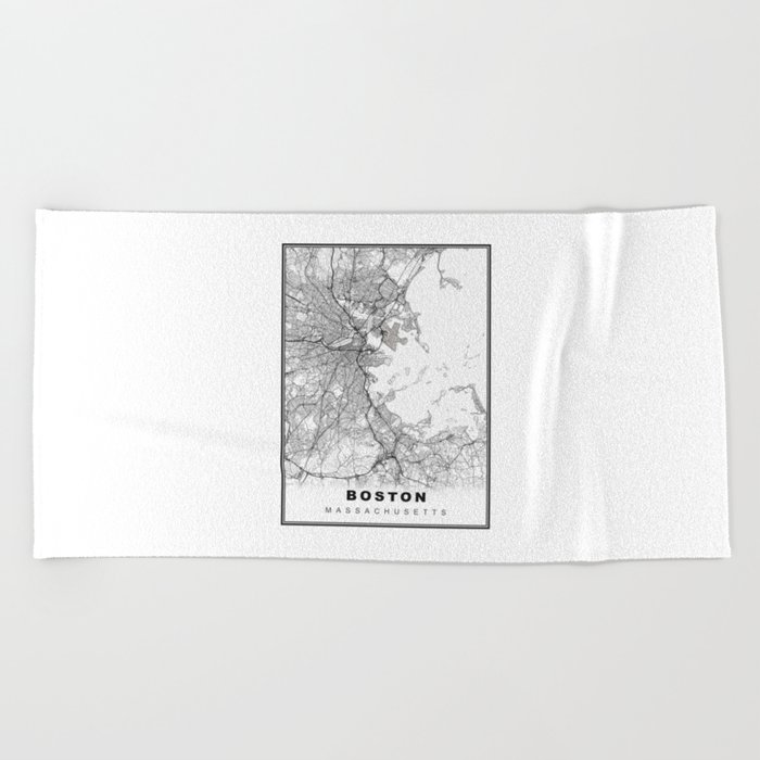 Boston Map Beach Towel