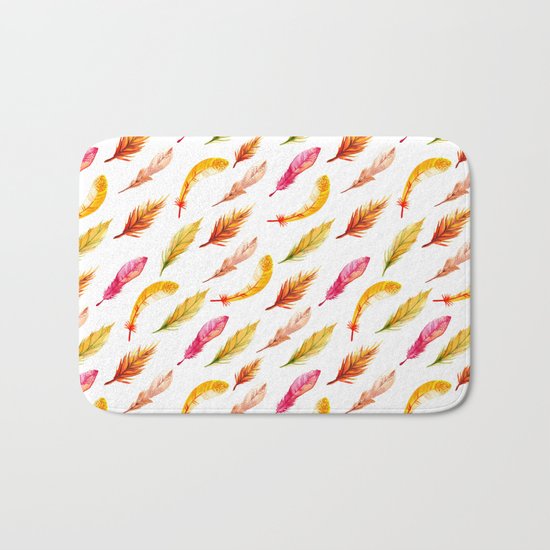 colorful feather pattern Bath Mat