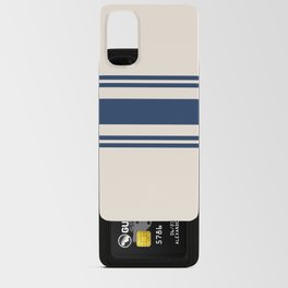 White and blue retro 60s minimalistic stripes Android Card Case