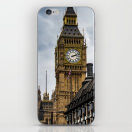 Great Britain Photography - Big Ben Under The Gray Rain Clouds iPhone Skin