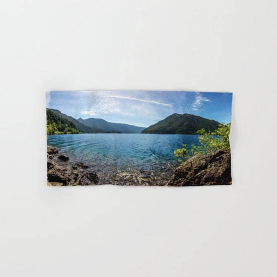 Lake Crescent Olympic Mountain Pano Hand & Bath Towel