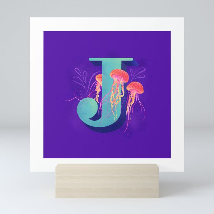 Aquatic Alphabet: Jellyfish Mini Art Print