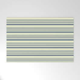 [ Thumbnail: Light Slate Gray & Light Yellow Colored Lined Pattern Welcome Mat ]