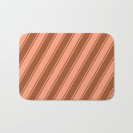 [ Thumbnail: Sienna and Light Salmon Colored Lines/Stripes Pattern Bath Mat ]