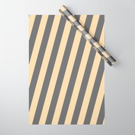 [ Thumbnail: Dim Gray and Tan Colored Stripes Pattern Wrapping Paper ]
